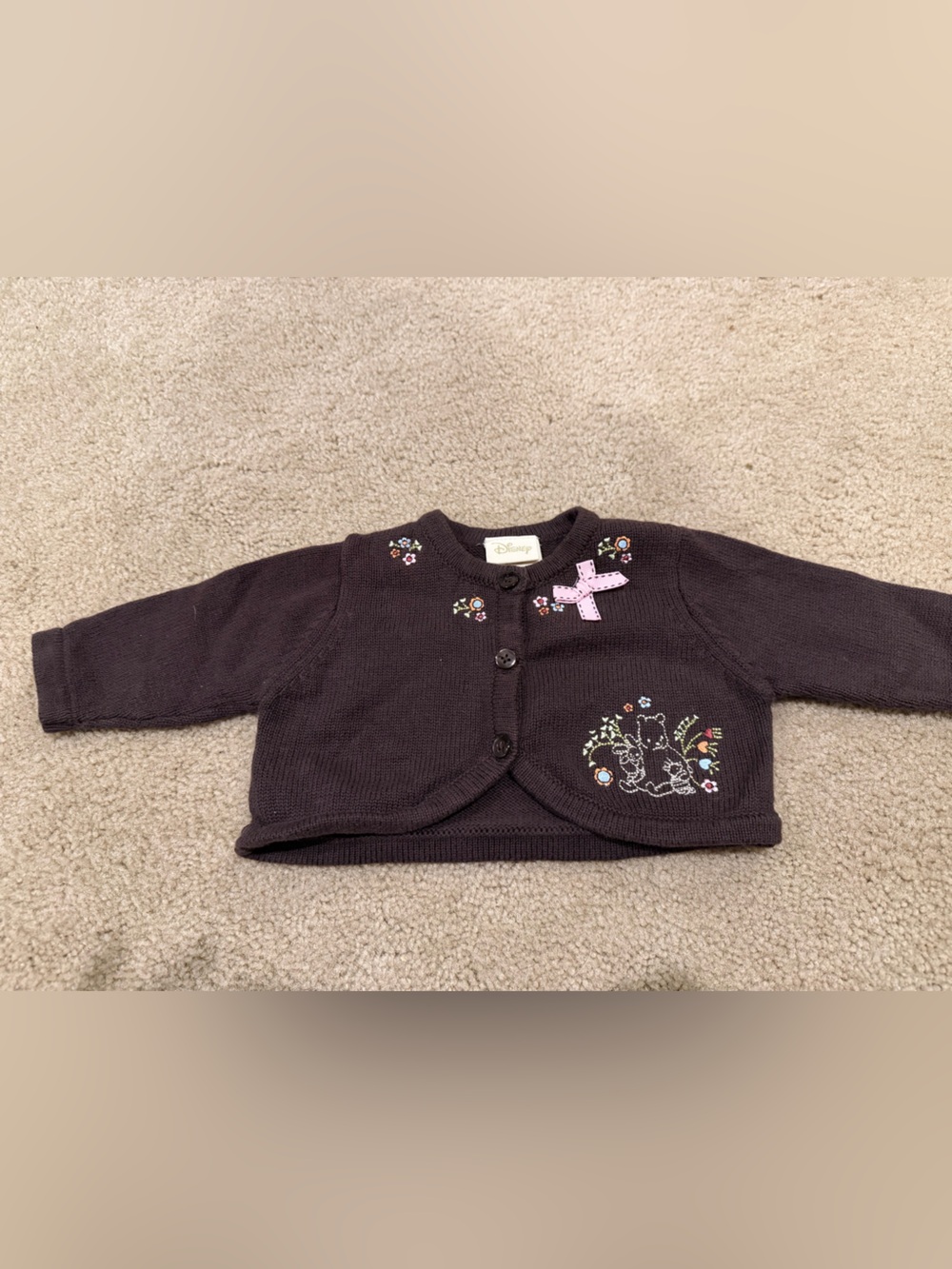 Vintage y2k Disney Winnie the Pooh Piglet Embroidered Baby Cardigan 3 Months